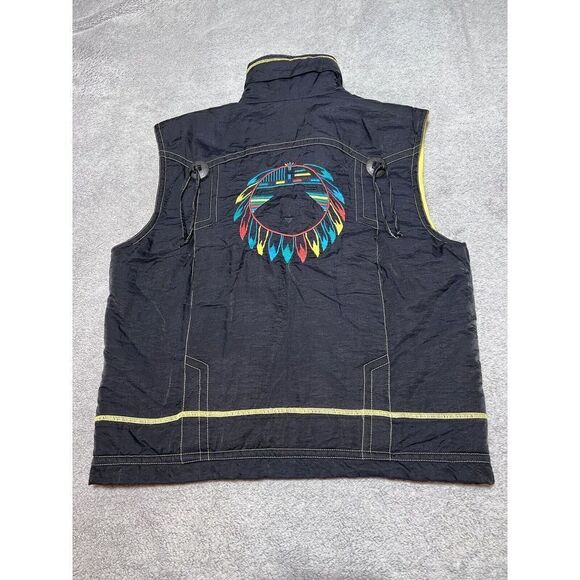 Vintage Colmar Vest Adult Large 8 US Black Yellow Ski Southwestern Dream Catcher - Picture 2 of 11